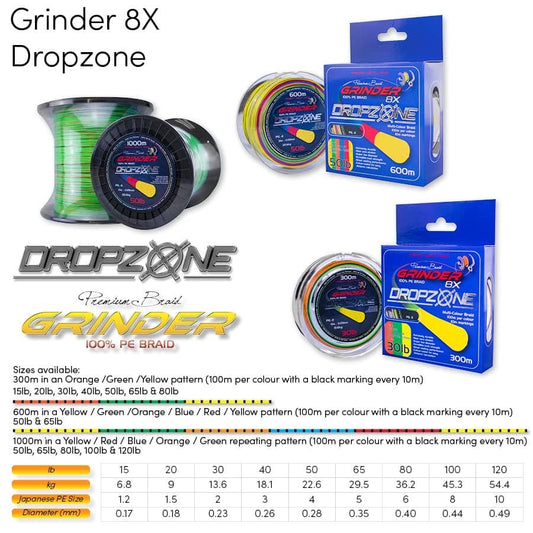 DropZone 8X Multi Colour Braid 600m or 1000m